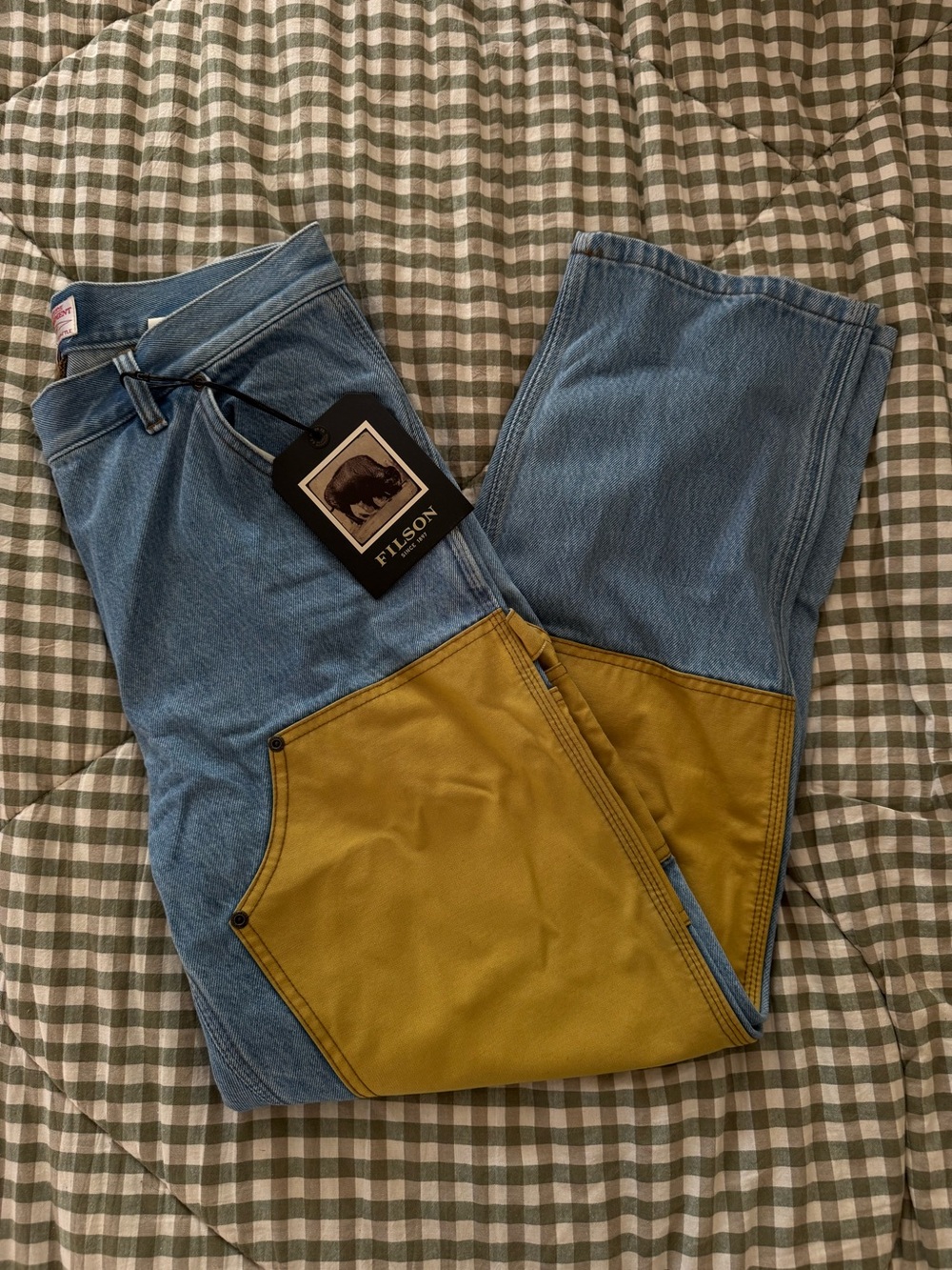 ❤️ Filson Women’s Work Jeans Rare SAMPLE NWT Stonewash Contrast Double Knee